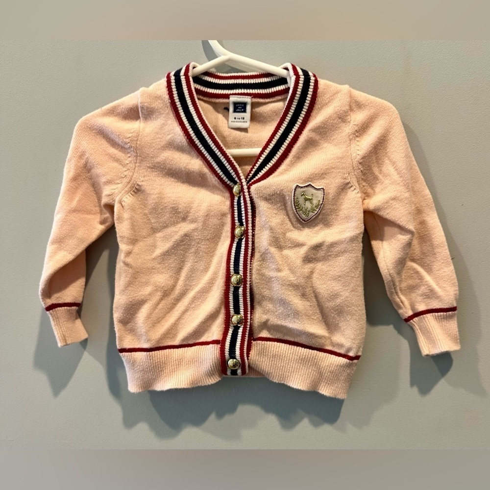 Janie And Jack Girls Sweater Cardigan Button Front pink Lightweight sz 6-12 m